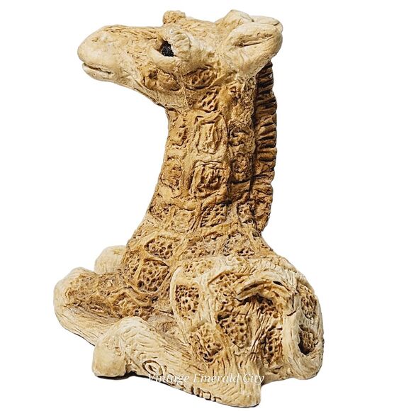 Vtg Baby Speckled Giraffe Brown Colored Animal Figurine Stone Critter Littles - Picture 6 of 9